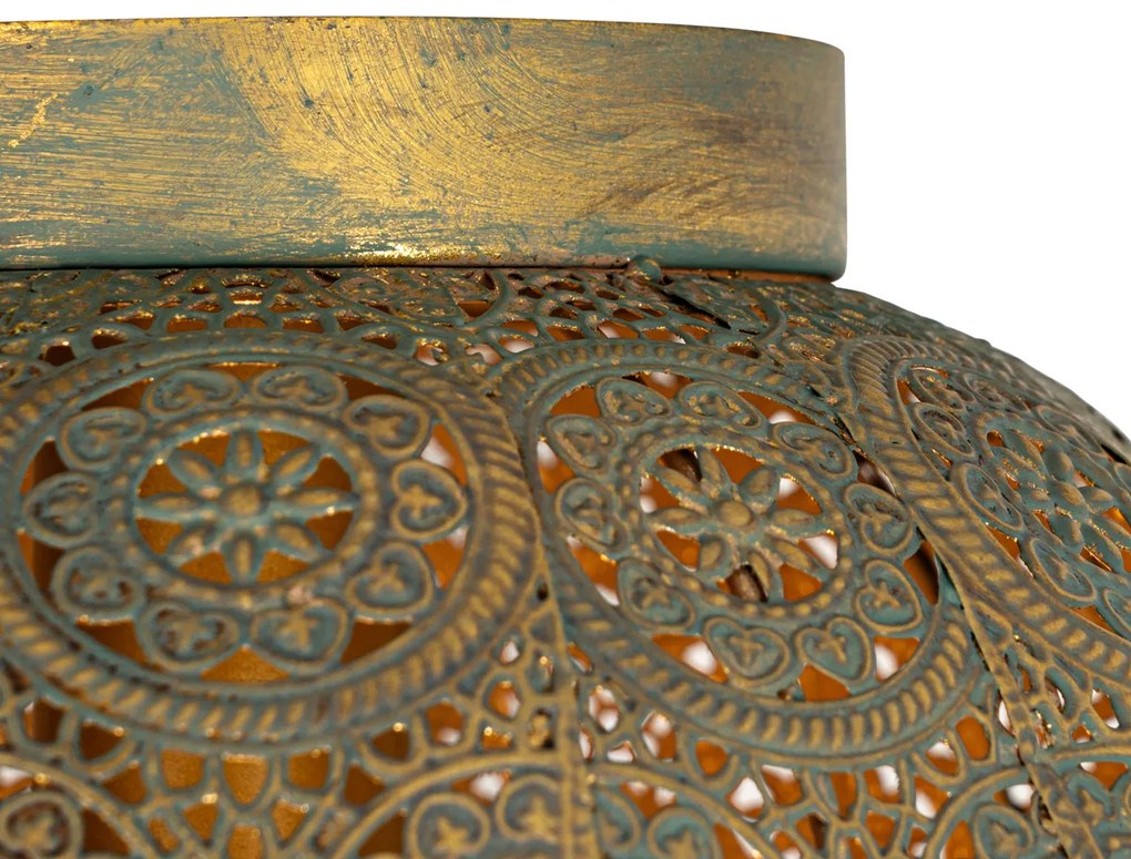 Oosterse plafondlamp goud met groen 28,5 cm - Baloo