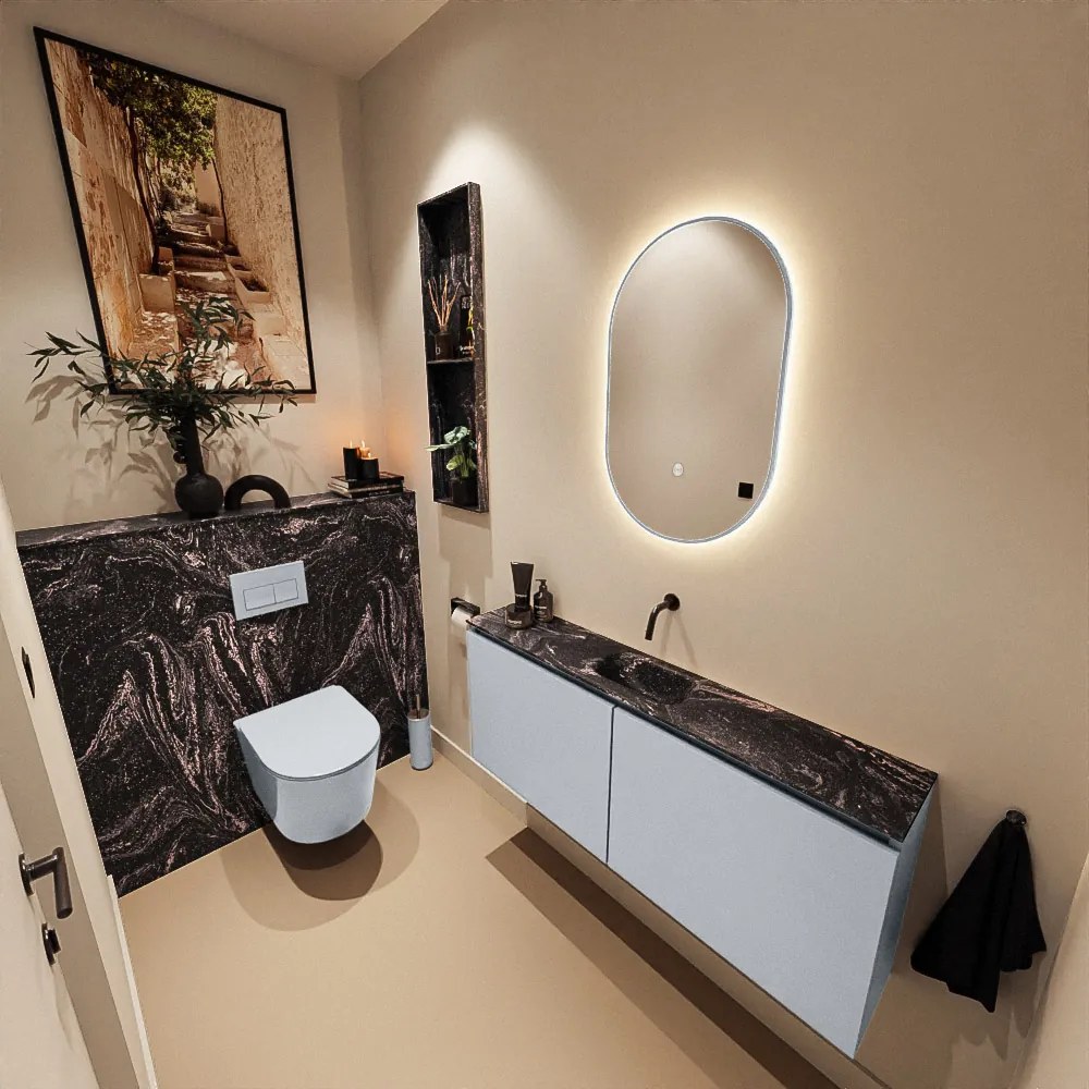 Mondiaz Ture DLux toiletmeubel 120cm clay met wastafel lava midden zonder kraangat