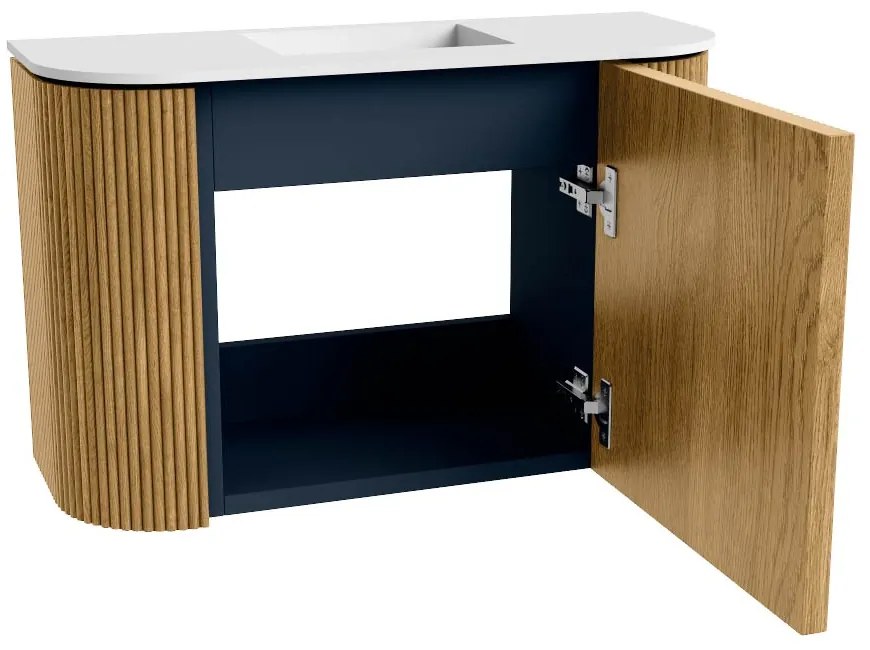 Mondiaz Joya 65cm toiletmeubel ronding links/rechts oak met wastafel faye midden zonder kraangat talc