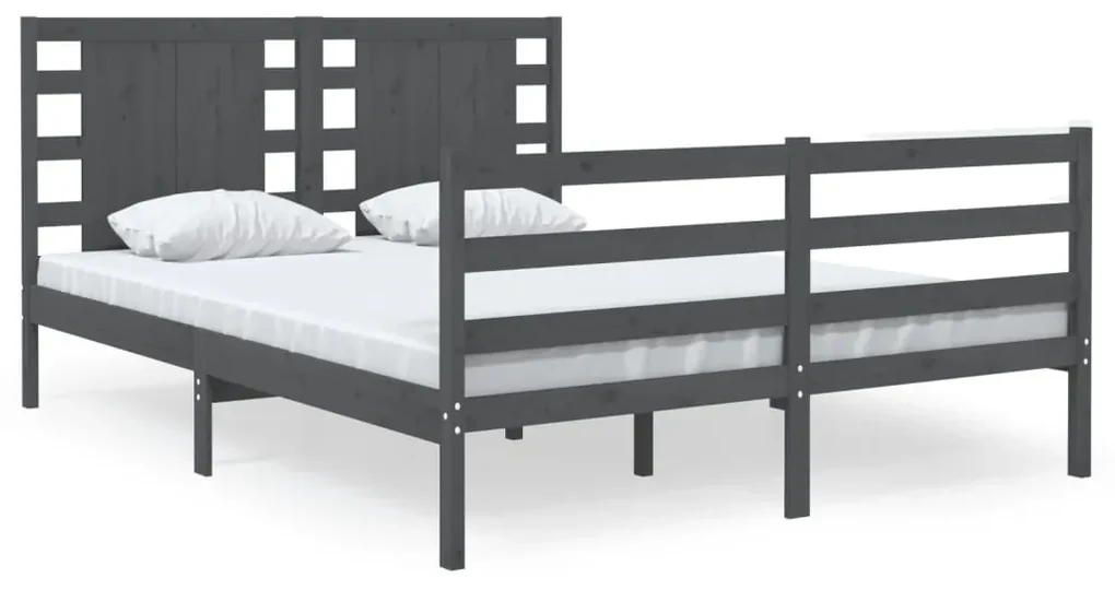 vidaXL Bedframe massief grenenhout grijs 140x200 cm