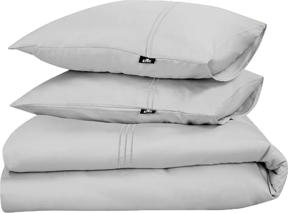 Dekbedovertrek King – 100% katoensatijn – 140×200/220 – lichtgrijs