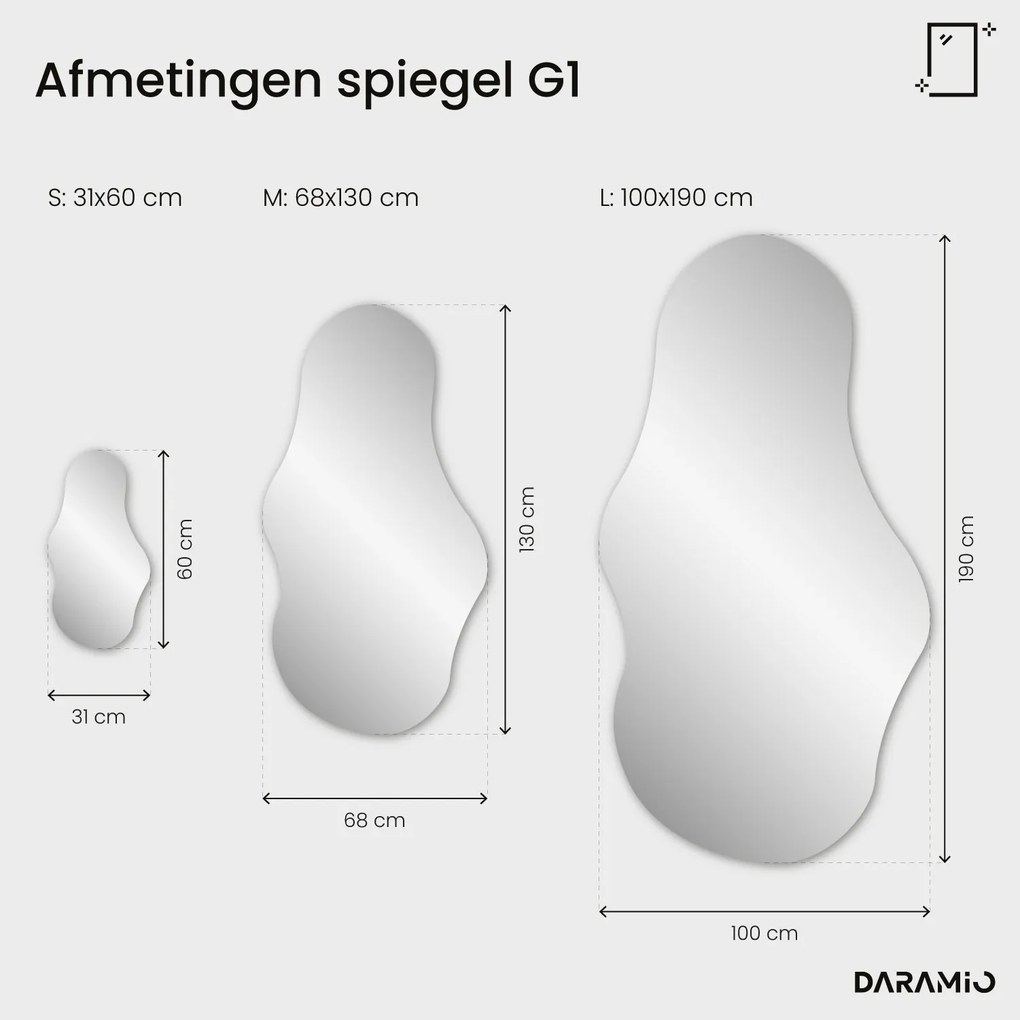 Golvende spiegel met LED-verlichting G1