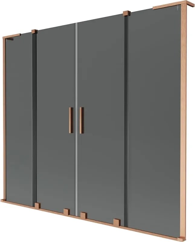 Mexen Velar L Duo badwand scherm 2-delige schuifbare 200 x 150 cm, grafiet, geborsteld koper - 896-200-003-42-65