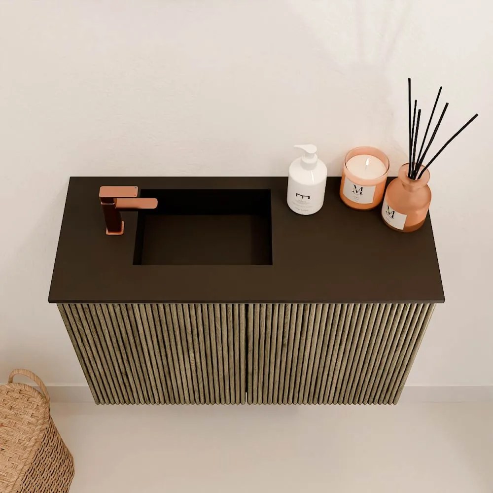Mondiaz Joya 60cm toiletmeubel dusk met wastafel faye links 1 kraangat urban