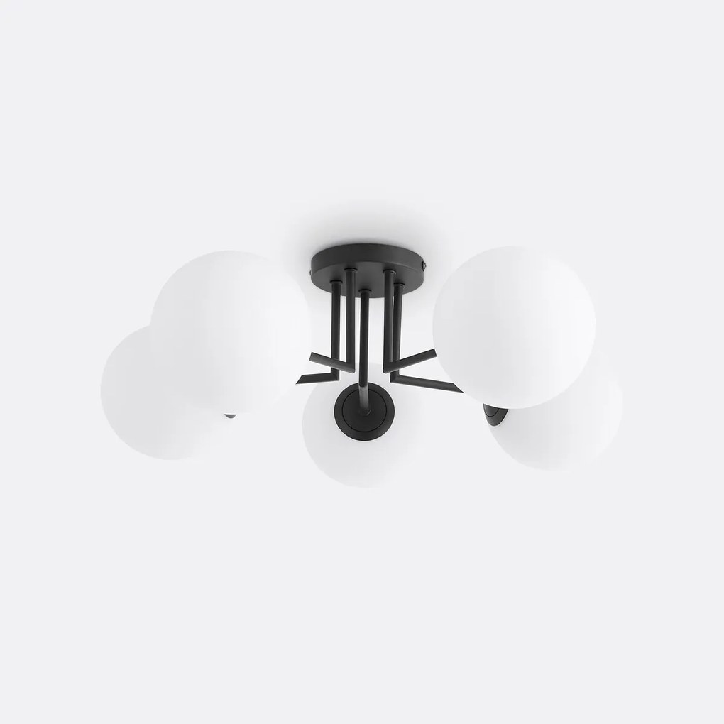 Plafondlamp in metaal en opaline glas, Atea