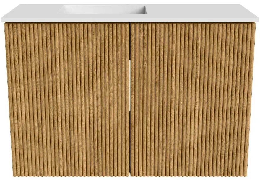 Mondiaz Joya 60cm toiletmeubel oak met wastafel faye links zonder kraangat talc