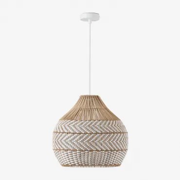 Hanglamp Van Gevlochten Rotan Llaury Wit & Ø40 Cm - ↑40 Cm Llaury - Sklum