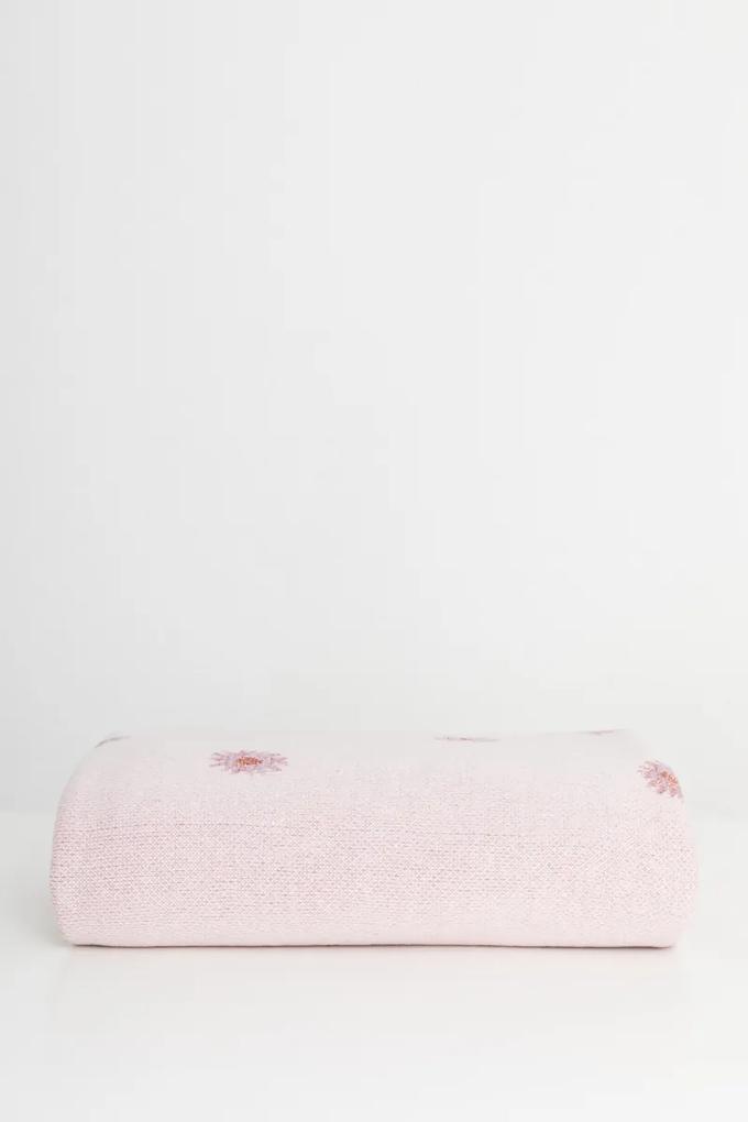 Roze deken met all over madeliefjes dessin