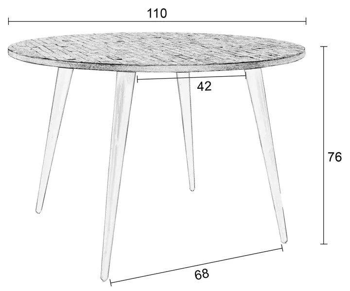 Lavis Mo Ronde Eettafel Zwart Teak Hout - 110 X 110cm.