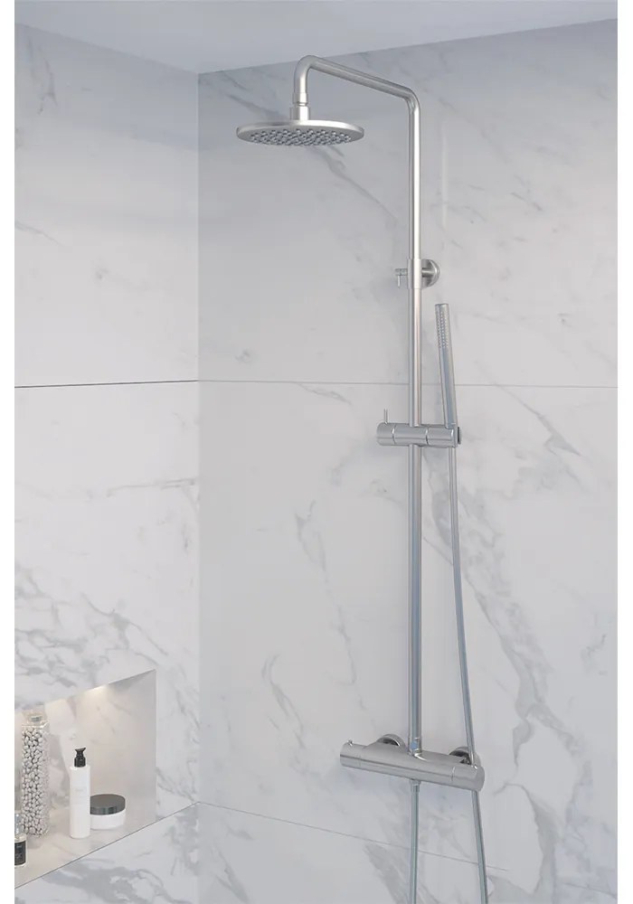 Brauer Chrome Edition opbouw regendoucheset met staafhanddouche en hoofddouche 20cm chroom