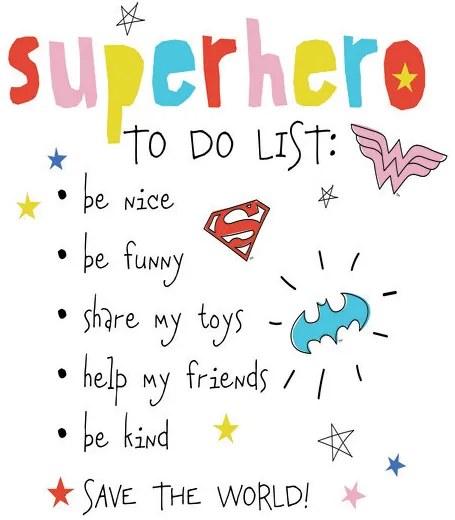 Kunstafdruk Superhero - to do list