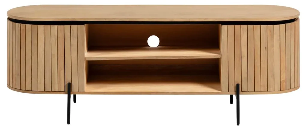 Kave Home Licia Tv-meubel Ovaal Mangohout - 160x43x56cm.