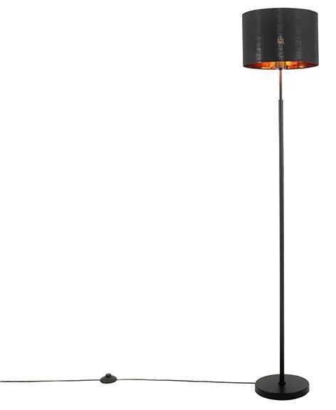 Stoffen Smart vloerlamp met dimmer zwart met goud rond incl. Wifi. A60 - VT Modern E27 Binnenverlichting Lamp