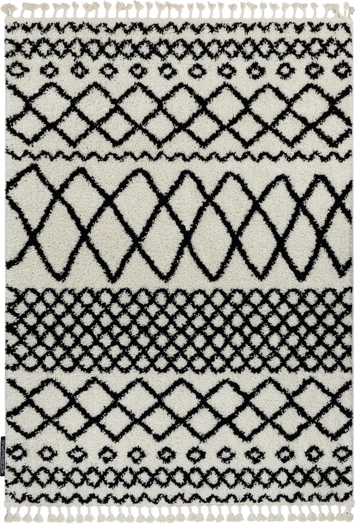 Tapijt PROMO BERBER SAFI N9040 wit / zwartrand, Barber, marokkaanse shaggy