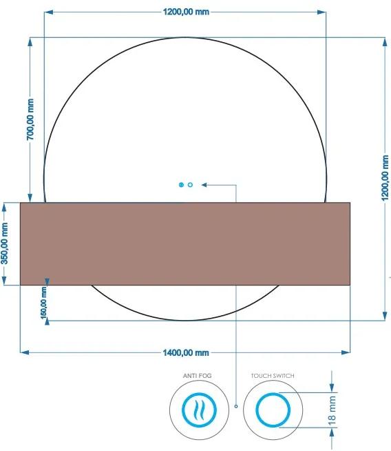 Gliss Design Lios tweedelige ronde spiegel 120cm voor badmeubel