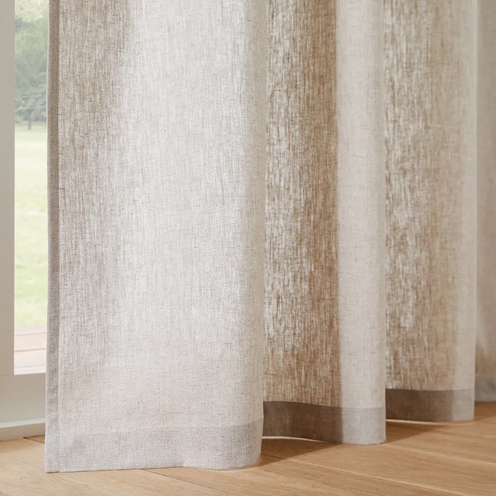 Gordijn met verdekte lussen linnen/fluweel, Onega x Velvet