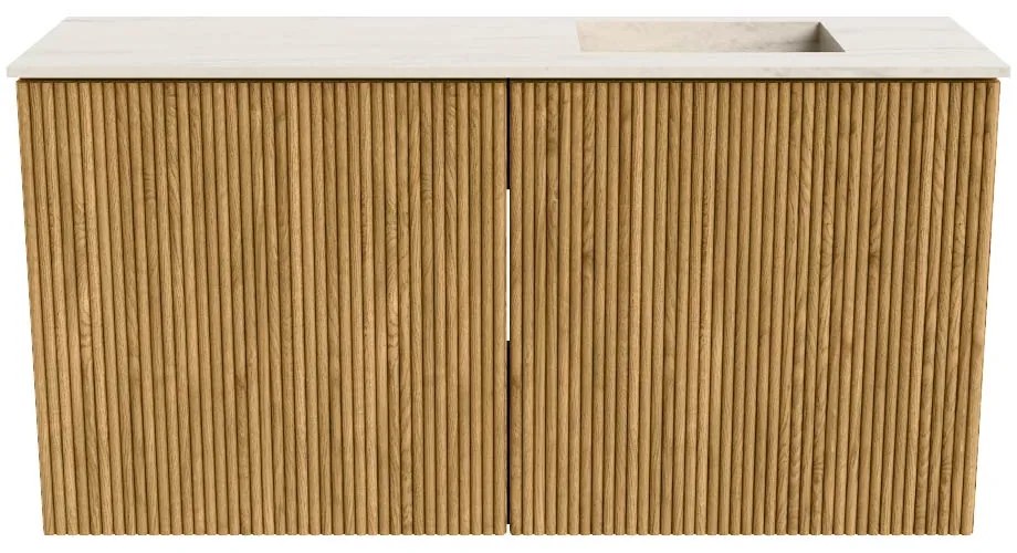 Mondiaz Joya DLux 80cm toiletmeubel oak met wastafel faye rechts zonder kraangat meli