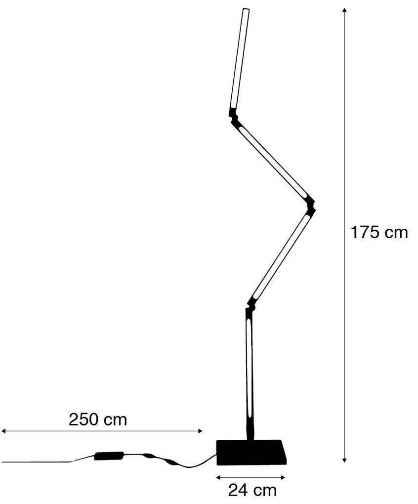 Smart vloerlamp met dimmer zwart incl. LED RGBW opplooibaar - Daan Design Binnenverlichting Lamp