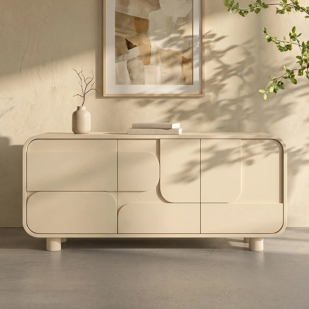 Beige Dressoir Organisch 180 Cm - 180x40x80cm.