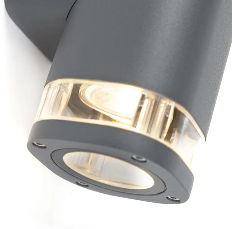 Moderne buitenwandlamp vierkant 2-lichts antraciet - Fox Modern GU10 IP54 Buitenverlichting cilinder / rond