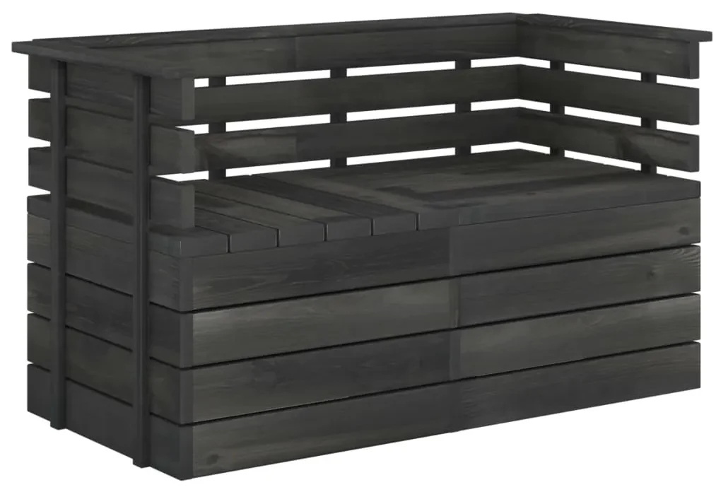 vidaXL Tuinbank 2-zits pallet massief grenenhout donkergrijs