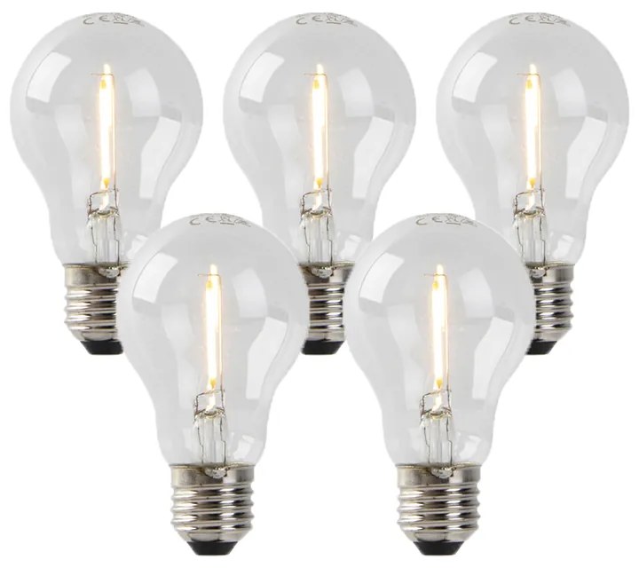 Set van 5 E27 LED lampen A60 1W 80 lm 2200K
