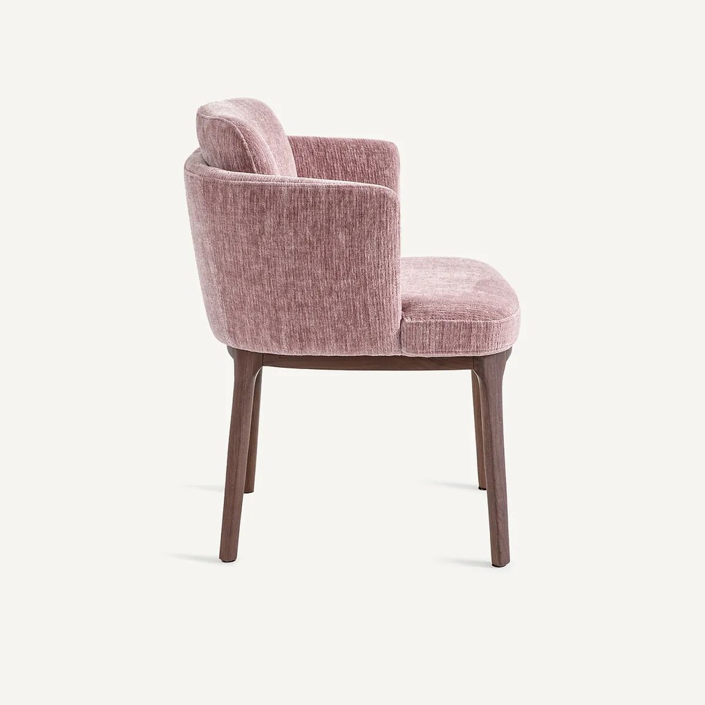 Tafelstoel met poten van notenhout en fluweel, Jabote