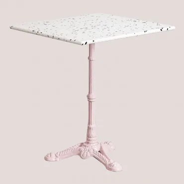Vierkante Barkruktafel 60x60 Cm In Volutto Terrazzo Suikerspinroos & Ivoorkleurig Terrazzo - Zwart - Sklum
