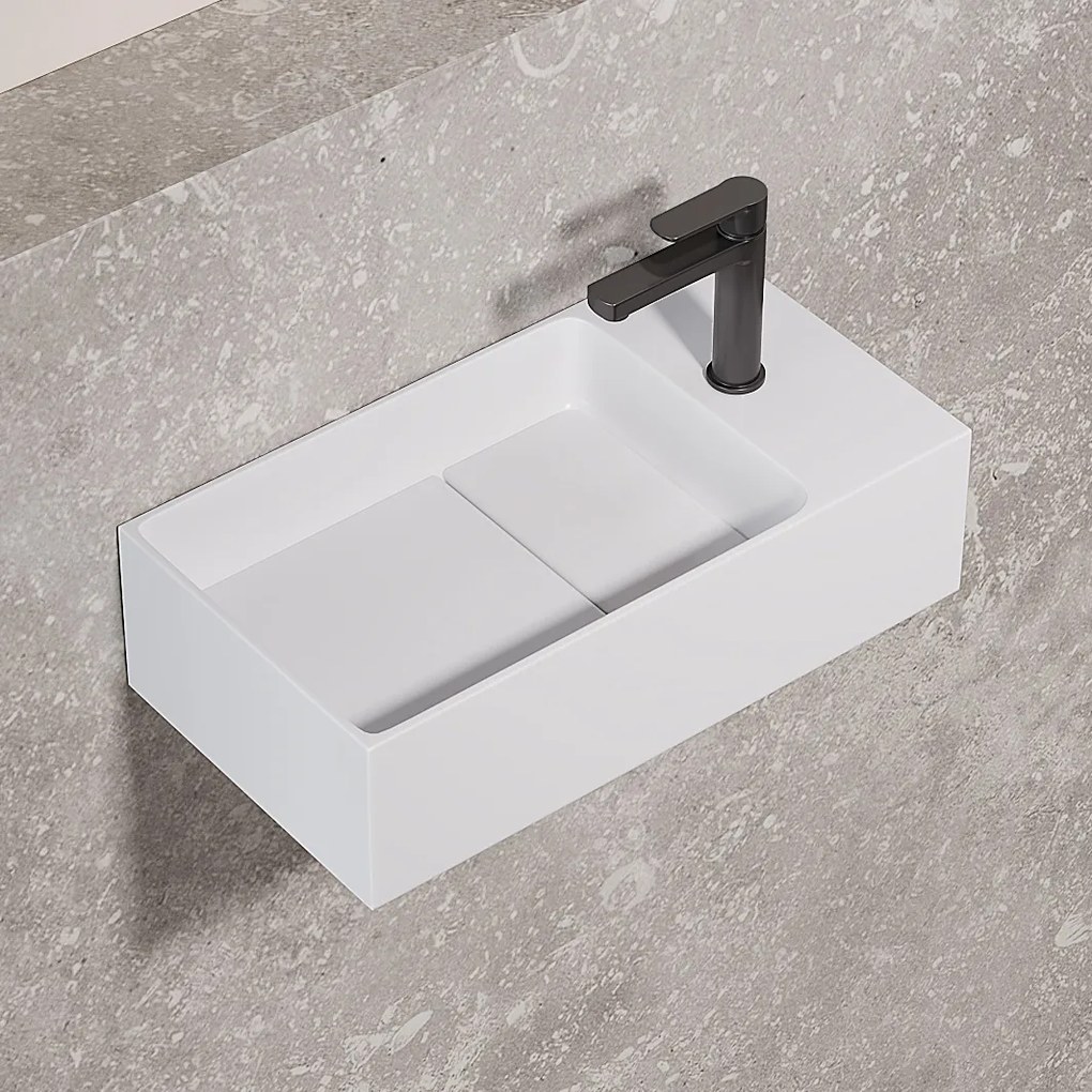 Saniclear Itsie fontein mat wit met kraangat rechts 39x22x10cm