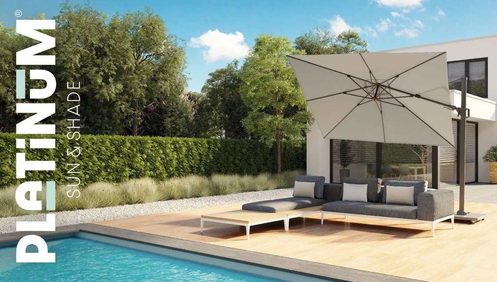 Zweefparasol  3.5x3.5m T1 premium (excl voet) Grijs-antraciet Platinum Challenger