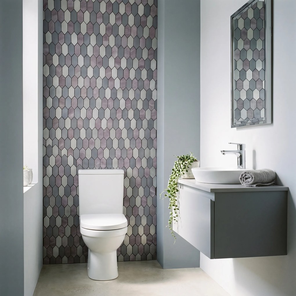 Zelfklevende Mozaïektegels Metaal | Picket Mauve | 30×30 cm | Keuken, Bad & WC