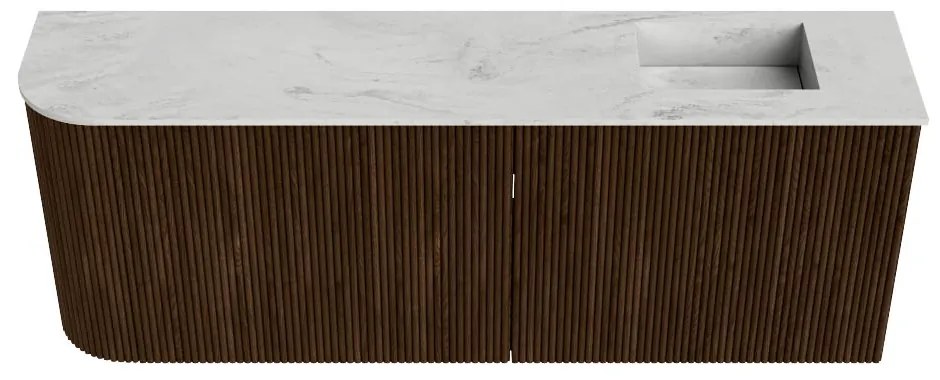 Mondiaz Joya DLux 110cm toiletmeubel ronding links walnut met wastafel faye rechts 1 kraangat opalo