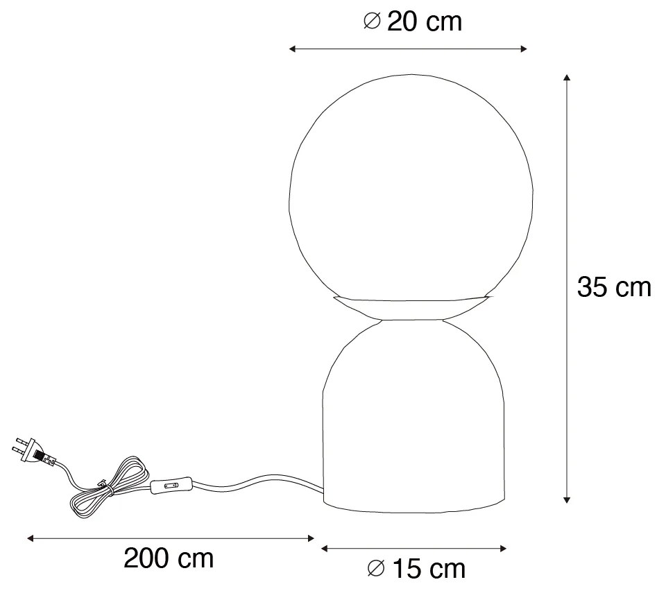 Hotel chique tafellamp donkerbrons met helder glas incl. E27 lichtsnoer - Pallon TrendHotel chique E27 bol / globe / rond Binnenverlichting Lamp