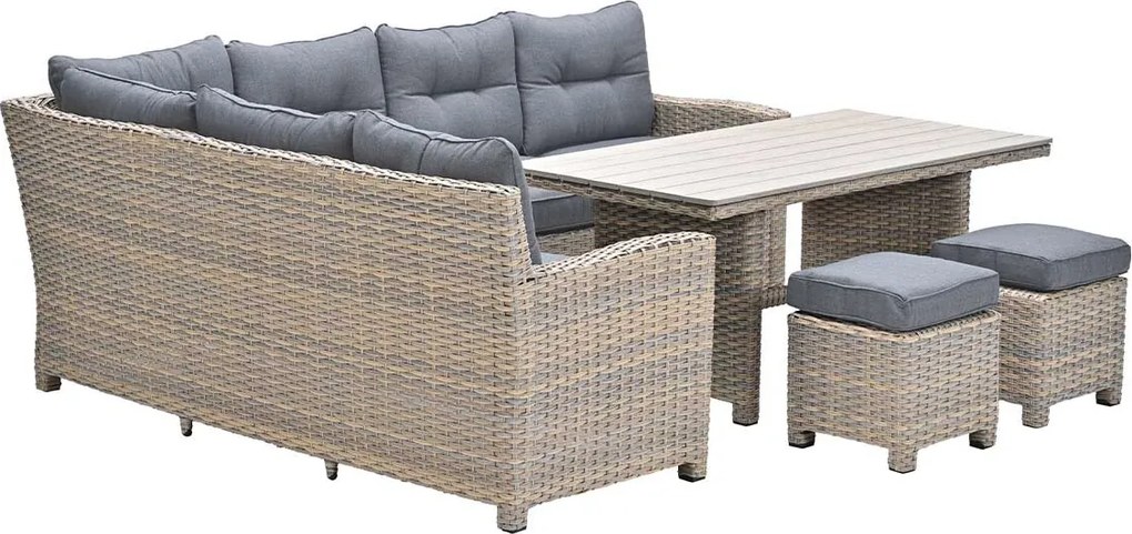 Garden Impressions Alaska lounge dining set 5-delig rechts - vintage willow - light teak vironwood
