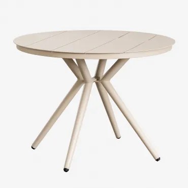 Ronde Aluminium Tuin Tafel Valerie Tapioca Beige & Ø100 Cm - Sklum