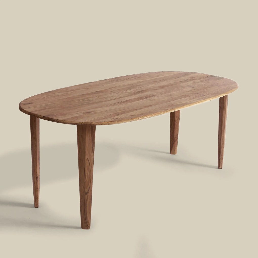 Ovale Eettafel Acacia Hout Naturel 180 Cm - 180 X 90cm.