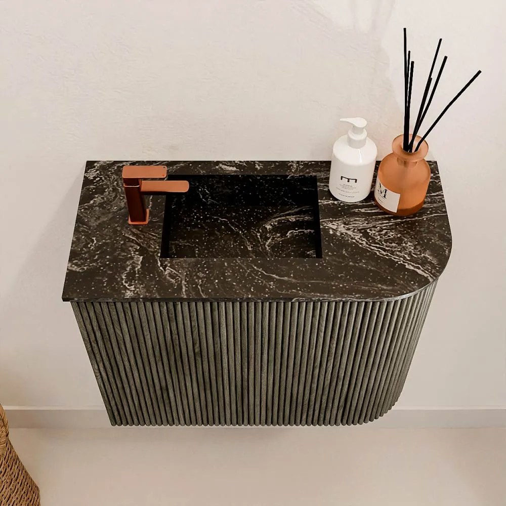Mondiaz Joya DLux 50cm toiletmeubel ronding rechts shadow met wastafel faye links 1 kraangat lava