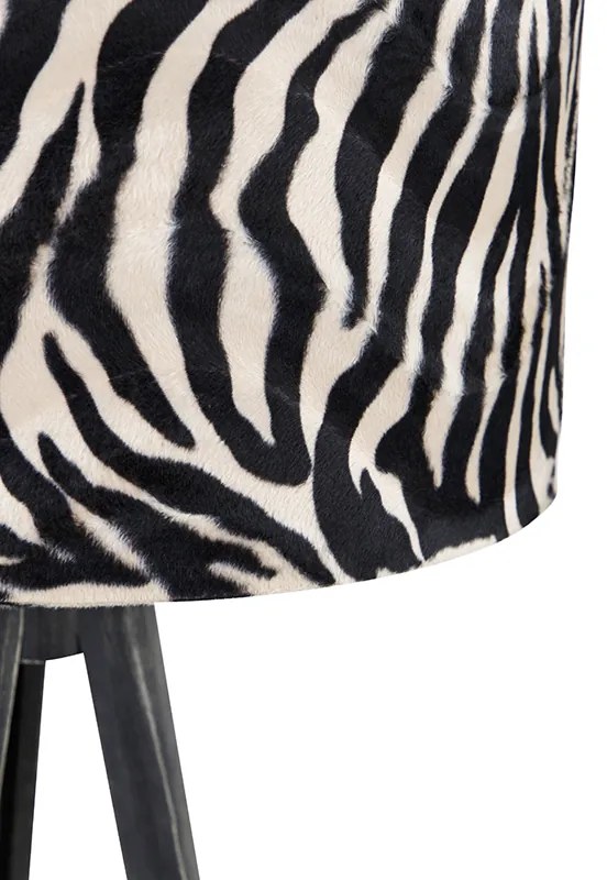 Vloerlamp tripod zwart met kap zebra 50 cm - Tripod Classic Modern E27 rond Binnenverlichting Lamp