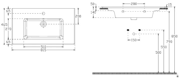 Sanicare Q3 keramische wastafel 81x46.5cm wit