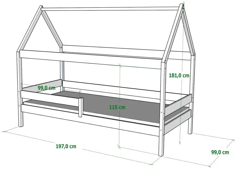 Peuter Natuurlijk Canopy House-vormig eenpersoonsbed met onderschuifbed - Betty 5056231770620 Children's Beds Home, 190x90, Geen Children's Beds Home