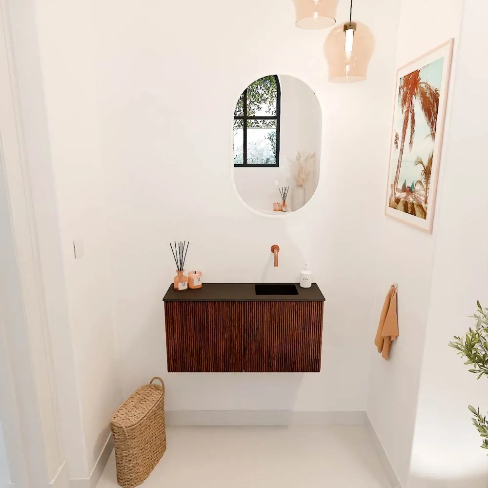 Mondiaz Joya 80cm toiletmeubel ruby met wastafel faye rechts zonder kraangat urban