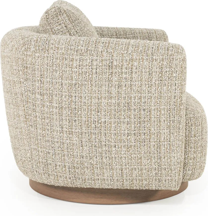 Draaibare Fauteuil Taupe Met Walnoot Hout