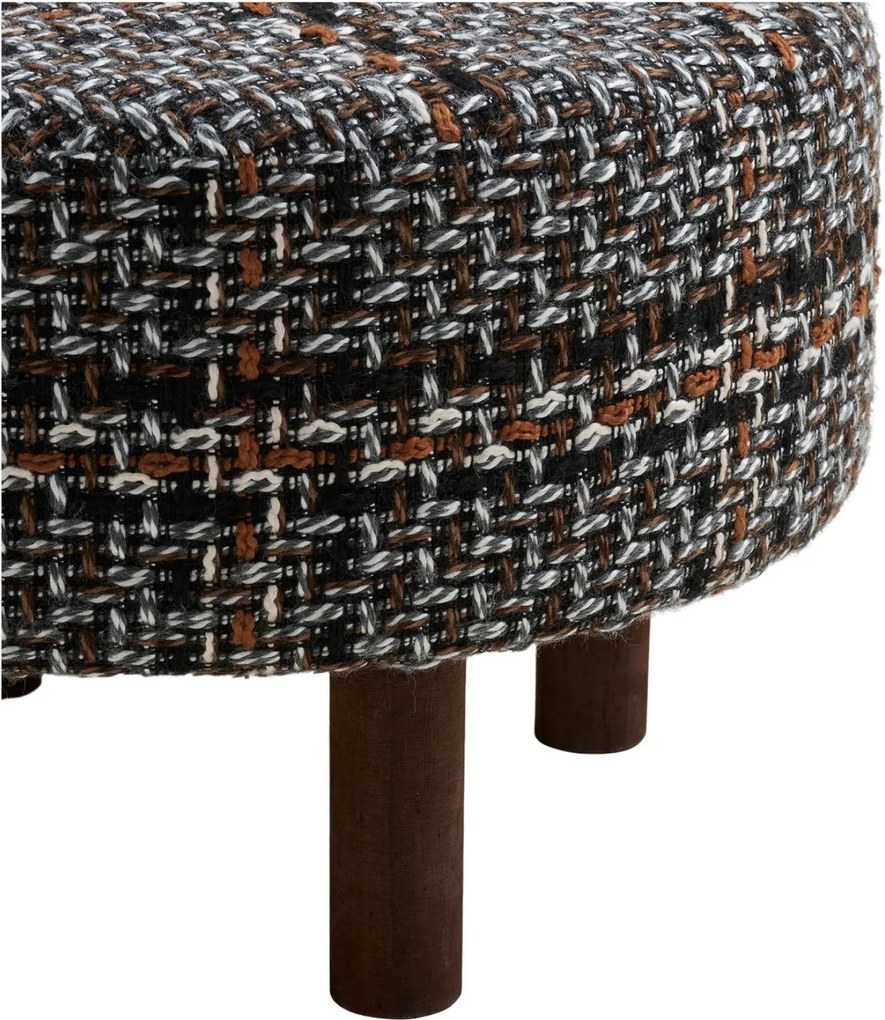 Falkirk Poef Tweed - Black/Brown