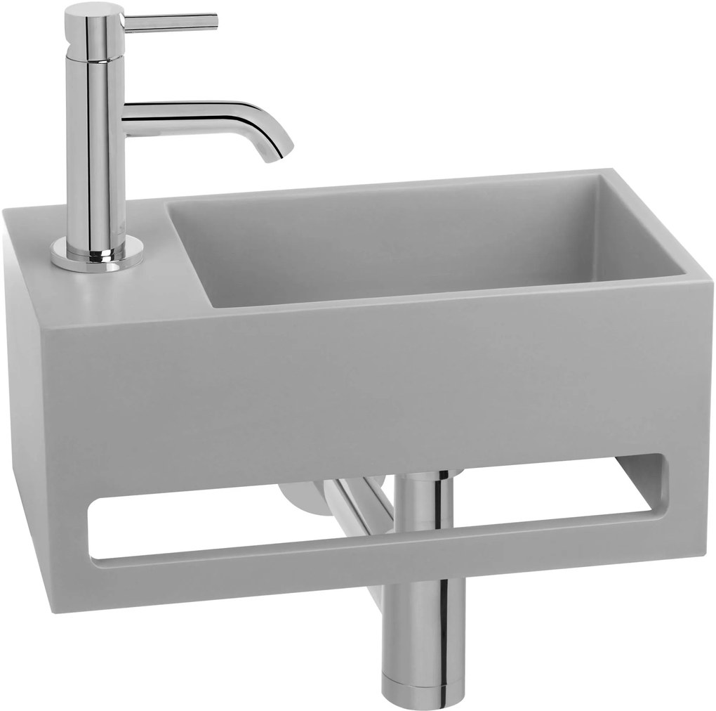 Saqu Tenno fontein links 35x20cm met handdoekhouder beton-look
