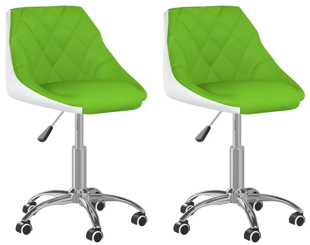 vidaXL Eetkamerstoelen draaibaar 2 st kunstleer groen en wit