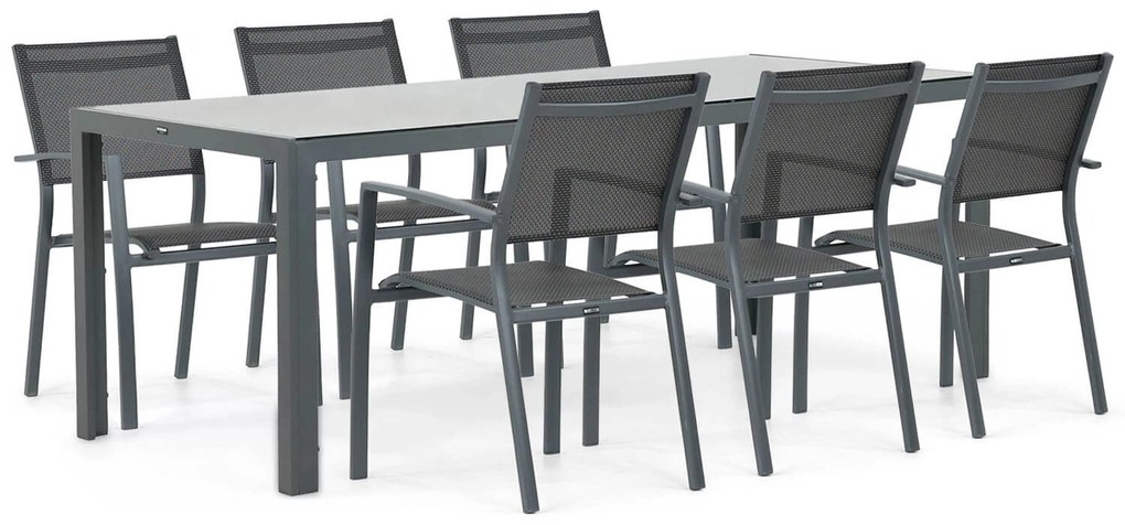 Tuinset 6 personen 210 cm Aluminium/textileen Grijs Lifestyle Garden Furniture Sella/Venustas