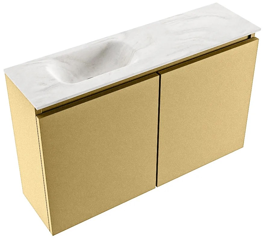 Mondiaz Ture DLux toiletmeubel 80cm oro met wastafel ostra links zonder kraangat