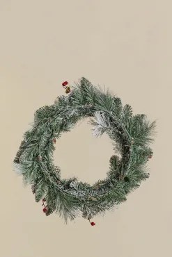 Kerstdecoratieve Krans Ø60 Cm Met Led-verlichting Gaela Green Grass - Sklum