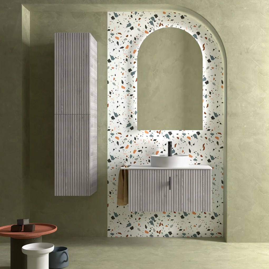 Muebles Raya onderkast ribbelfront 80cm met 1 softclose lade eiken grijs