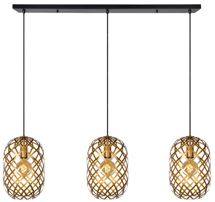 Lucide Wolfram hanglamp 110cm 3x E27 goud mat